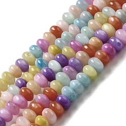 Mixed Color Natural Freshwater Shell Beads Strands, Rondelle, Dyed, Mixed Color, 5x3mm, Hole: 0.6mm, about 121~122pcs/strand, 14.76''(37.5cm)