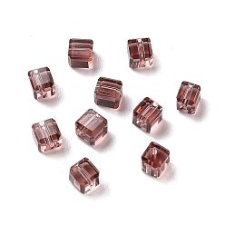 Indian Red Glass Imitation Austrian Crystal Beads, Faceted, Suqare, Indian Red, 4x4x4mm, Hole: 0.9mm