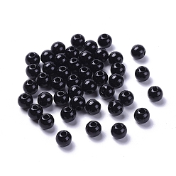 Black Imitated Pearl Acrylic Beads, Round, Black, 8mm, Hole: 1.8~2mm, about 2000pcs/500g