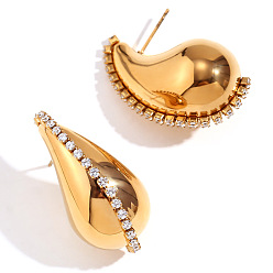 golden 18K Gold Plated Hollow Waterdrop Earrings - Fashionable, Unique, Stainless Steel Chain.