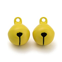 Yellow Spray Painted Brass Bell Pendants, Bell Charms, Yellow, 17.5x14mm, Hole: 2x2.5mm