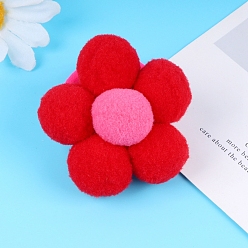 Red Cloth Hair Ties, Flower, Red, 70x70mm