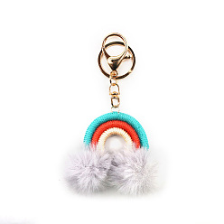 gray fur ball rainbow Fashion Plush Ball Pendant Rainbow Keychain Handwoven Bag Decoration Pendant