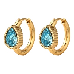 Темно-бирюзовый Серьги из 304 нержавеющей стали, ионное покрытие (ip), слеза, золотые, темные бирюзовый, 16.5x18.5x8 мм