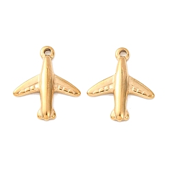 Real 18K Gold Plated 304 Stainless Steel Pendants, Ion Plating(IP), Plane Charms, Real 18K Gold Plated, 14x12x2.5mm, Hole: 1mm
