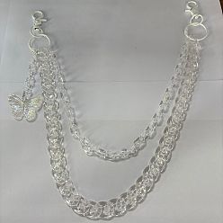 Прозрачный Акриловые бабочки многослойные цепочные ремни для джинсовых брюк, с поворотными застежками из сплава, прозрачные, 515 мм