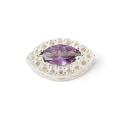 Средняя Орхидея Латунные микро проложить кубического циркония бусы, лошадиный глаз , без свинца и без кадмия, долговечный, средне орхидеи, 13x7.5x6 мм, отверстие : 1 мм