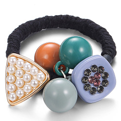 Черный Резинка для волос с жемчужными бусинами для девочек - повязка для волос ярких цветов, милый и стильный.