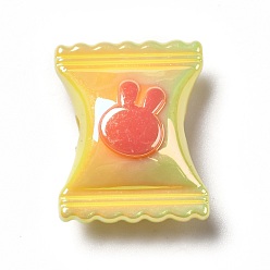 Желтый Двухцветное УФ-покрытие радужных переливающихся акриловых бусин, конфетка с кроликом, желтые, 21.5x17x9.5 мм, отверстие : 3.5 мм