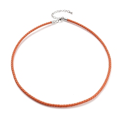 Коралловый Изготовление плетеных круглых браслетов из искусственной кожи, с застежками-карабами из нержавеющей стали цветового тона из нержавеющей стали, коралл, 17-1/8 дюйм (43.6 см)