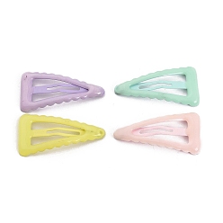 Mixed Color Triangle Spray Painted Iron Snap Hair Clip for Girls, Mixed Color, 16x30.5x3mm, 4pcs/card