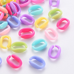Mixed Color Opaque Acrylic Linking Rings, Quick Link Connectors, for Cable Chains Making, Oval, Mixed Color, 15x10.5x5.5mm, Inner Diameter: 10x5mm, , about 675pcs/500g