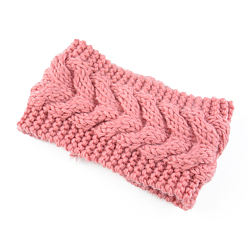 Pink Polyacrylonitrile Fiber Yarn Warmer Headbands, Soft Stretch Thick Cable Knit Head Wrap for Women, Pink, 210x110mm