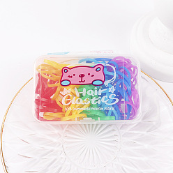 fluorescent color Cute Candy-Colored Hair Ties for Kids, Non-Damaging Elastic Bands and Scrunchies in a Disposable Box
