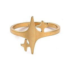 Golden 304 Stainless Steel Adjustable Ring, Star, Golden, US Size 6 1/4(16.7mm)