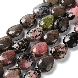 Rhodonite Natural Rhodonite Beads Strands, Teardrop, 17.5~18x13x6mm, Hole: 1.2mm, about 22pcs/strand, 15.24 inch(38.7cm)
