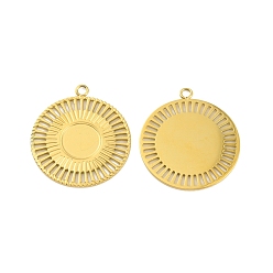Real 18K Gold Plated Ion Plating(IP) 304 Stainless Steel Pendant Cabochon Settings, Flat Round, Real 18K Gold Plated, Tray: 8.5mm, 24.5x22x0.5mm, Hole: 1.8mm