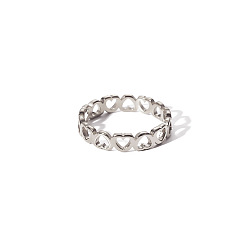 Нержавеющая Сталь Цвет 304 Парные кольца в форме полого сердца из нержавеющей стали, не выцветающие ювелирные изделия для женщин, цвет нержавеющей стали, размер США 8 (18.1 мм)