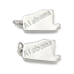 Платина Латунные подвески, самородки с подвесками со словом «Алабама», долговечный, стойки покрытие, без свинца и без кадмия, платина, 21x12x2.5 мм, Перейти кольцо: 5x1 мм, 3 мм внутренним диаметром