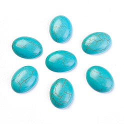 Dark Turquoise Synthetic Turquoise Cabochons, Oval, Dark Turquoise, 20x15x6mm