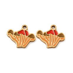 Красный 304 подвески из нержавеющей стали, с эмалью, ионное покрытие (ip), гриб, золотые, красные, 11.4x13.2x1.5 мм