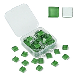 Зеленый лайм 60 шт. Прозрачные стеклянные кабошоны, квадратный, зеленый лайм, 9.8x9.8x4 мм