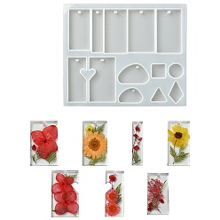 Кремово-белый Силиконовые формы для подвесок геометрической формы своими руками, формы для литья смолы, для уф-смолы, изготовление ювелирных изделий из эпоксидной смолы, кремово-белые, 145x120x8 мм