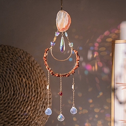 Carnelian Natural Red Jasper & Agate Pendant Decorations, Glass Sun Catchers, Ball Prism for Chandelier Ceiling, Tree of Life, Packaging: 90x90x90mm
