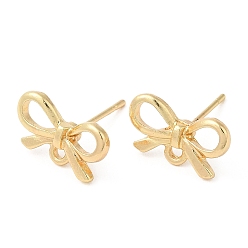 Light Gold Bowknot Alloy Stud Earring Findings, with 304 Stainless Steel Steel Pin, Cadmium Free & Lead Free, Light Gold, 8x13.5mm, Hole: 1.4mm