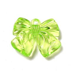 Зелено-Желтый Прозрачные акриловые подвески, очарование бантом, зеленый желтый, 24x30x7 мм, отверстие : 3 мм, Около 180 шт / 500 г