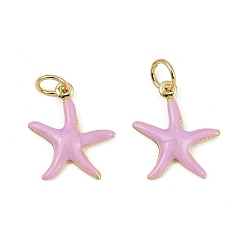 чертополох Латунь эмаль подвески, очарование морской звезды, с целью перехода в кольце, долговечный, без кадмия и без свинца, стойки покрытие, реальный 18 k позолоченный, чертополох, 17.5x15.5x2.5 мм, отверстие : 4.5 мм