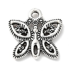 Antique Silver Tibetan Style Alloy Pendants, Butterfly, Antique Silver, 16x16x2.5mm, Hole: 1.6mm, about 390pcs/500g