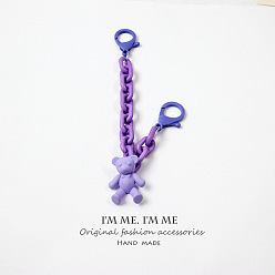 Purple Bear Chain 【X109】 Cute Bear DIY Couple Keychain Pendant Bag Decoration Phone Case Chain.