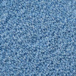 Sky Blue 12/0 Grade A Round Glass Seed Beads, Ceylon, Sky Blue, 2x1.5mm, Hole: 0.7mm, about 48500pcs/pound