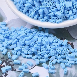 (HTL413FR) Матовый Непрозрачный Бирюзово-синий AB Миюки половина бусины тила, японский бисер, 2 отверстие, (htl 413 fr) матовый матовый бирюзовый, 5x2.3x1.9 мм, отверстие : 0.8 мм, Около 250 шт / 10 г