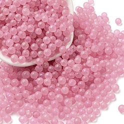 Flamingo Luminous Glow in the Dark Transparent Glass Round Beads, No Hole/Undrilled, Flamingo, 5mm, about 2800Pcs/bag