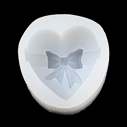 Antique White Heart with Bowknot DIY Silicone Molds, Fondant Molds, for Ice, Chocolate, Candy, UV Resin & Epoxy Resin Craft Making, Antique White, 56x53x31mm, Inner Diameter: 46x43x24mm