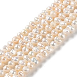 PapayaWhip Natural Cultured Freshwater Pearl Beads Strands, Potato, Grade A, PapayaWhip, 4.5~6.5x4~4.5mm, Hole: 0.6mm, about 78pcs/strand, 13.66 inch(34.7cm)