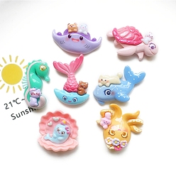Mixed Shapes Тема морских организмов смола декоден кабошоны, для поделок аксессуары для волос, разнообразные, 30x25 мм