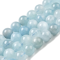 Аквамарин Природные Аквамарин бисер нитей, круглые, 10 мм, около 40 шт / нитка, 15.16 дюйм (38.5 см)