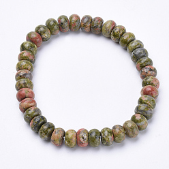 Unakite Natural Unakite Beaded Stretch Bracelets, Abacus, 2-1/4 inch~2-1/4 inch(56~58mm)