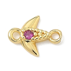 Фуксиновый Подвески-рыбки с латунным паве из кубического циркония, без кадмия и без свинца, долговечный, стойки покрытие, реальный 18 k позолоченный, красно-фиолетовые, 8x6.5x1.5 мм, Отверстие : 0.8 мм & 1 мм
