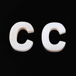Letter C Подвески из натуральных пресноводных ракушек, для изготовления ювелирных изделий, кремово-белые, буква С, 10x7.5x2.5 мм, отверстие : 0.8 мм