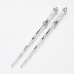 Antique Silver Tibetan Style Alloy Hair Stick Findings, Cadmium Free & Lead Free, Antique Silver, 127x8.5x8mm