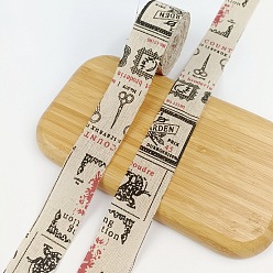 Tool 40M Cotton Linen Printed Ribbons, Garment Accessories, Flat, Scissors, 1-5/8 inch(40mm), about 43.74 Yards(40m)/Roll