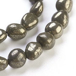 Pyrite Natural Pyrite Beads Strands, Tumbled Stone, Nuggets, 6~12x6~8mm, Hole: 0.5mm, about 50pcs/strand, 15.7 inch(40cm)