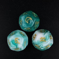 Turquoise 3Pcs Constellation Imitation Gemstone Acrylic Polyhedral Dice Set, for RPG Role Playing Games, Polygon, Turquoise, 20mm