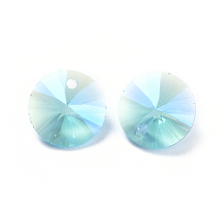 Аквамарин Стеклянные украшения из горного хрусталя, граненые, конус, аквамарин, 12x6.5 мм, отверстие : 1.5 мм