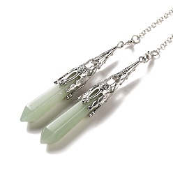 Зеленый Авантюрин Натуральный зеленый авантюрин, маятник для засева, большие подвески, с латунной фурнитурой , пуля, 260~270 мм, отверстие : 1.5 мм