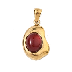 Красный Агат Подвески из натурального сердолика, окрашенные и подвергнутые термической обработке., с 304 нержавеющей стали, ионное покрытие (ip), 22x13.5x6.5~7 мм, отверстие : 4.5x3.5 мм